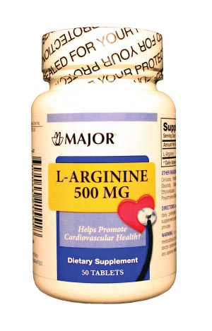 Major Pharmaceuticals L-Arginine, 500mg, Tablets, 50s, NDC# 00904-4215-51