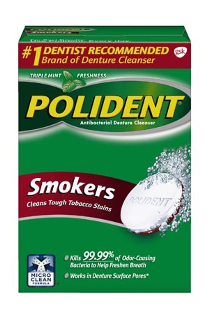 Polident® Antibacterial Cleanser-Smokers, 84 tablets/box, 6 boxes/cs
