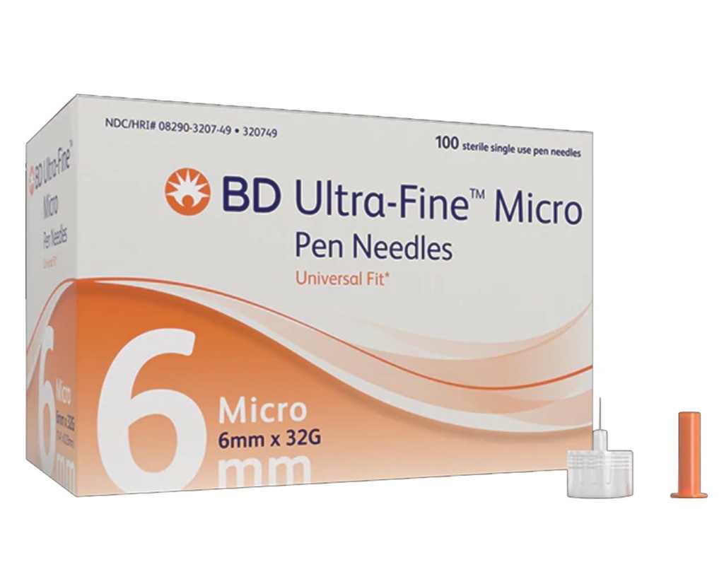 BD Ultra-Fine Micro Pen Needles, 6mm x 32G