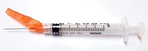 Exel Corporation Safety Syringe (3 mL) w/ Safety Needle (25G x 1") (50 cs/plt)
