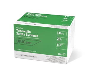 UltiMed, Inc. Safety Syringe, Fixed Needle, Tuberculin, 1mL, 28G x ½"