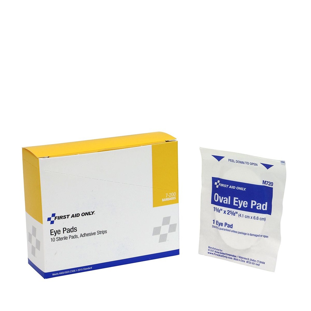First Aid Only Sterile Eye Pad and Adhesive Fastening Strip, 10/Box