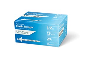 UltiMed, Inc. Insulin Syringe, 1/2cc, 29G x ½", 100/bx
