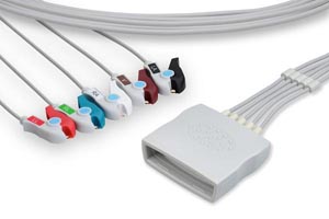 ECG Telemetry Leadwire, 5 Leads Pinch/Grabber, Philips Compatible w/ OEM: 989803171831