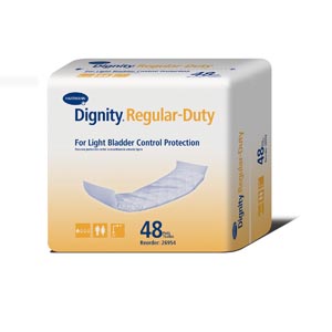Dignity® Regular-Duty Pad, For Light Protection, 4" x 12", White, 48/bg, 8 bg/cs