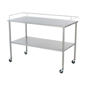 Howard Instrument Table 30"W x 34"H x 26"D On 3" Casters, Brake, 3 Sided Guardrail