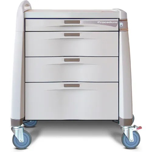 Capsa Avalo Key Lock Compact Procedure/Treatment Medical Cart with (1) 3 inch/(2) 6 inch/(1) 10 inch Drawers, Light Creme and Dark Creme