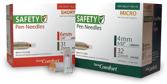 Safety Pen Needles, Passive Safety Technology, 31Gx6mm, Short , 100/bx, 10bx/cs, 4cs/ct