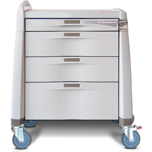 Capsa Avalo Electronic Lock Compact Procedure/Treatment Medical Cart with (1) 3 inch/(2) 6 inch/(1) 10 inch Drawers, Light Creme and Dark Creme