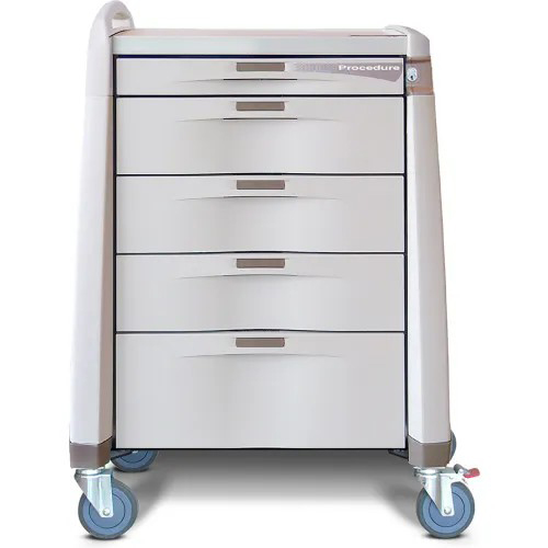 Capsa Avalo Key Lock Standard Procedure/Treatment Medical Cart with (1) 3 inch/(3) 6 inch/(1) 10 inch Drawers, Light Creme and Dark Creme