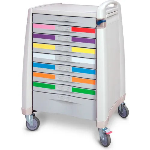 Capsa Avalo Standard Pediatric Emergency Medical Cart with (8) 3 inch/(1) 6 inch Drawers, Gray