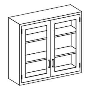 Wall Cabinet 35"W x 30"H x 13"D, (2) Stainless Steel Adjustable Shelves, Hinge Glass Door