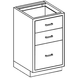 Base Cabinet 24 1/8"W x 32 3/4"H x 22"D, (2) 1/4-1/2 47" Drawers, Over (1) 1/2-1/2 47"