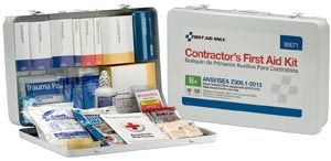 First Aid Kit, 50 Person, Contractor, ANSI B+, Metal Case 