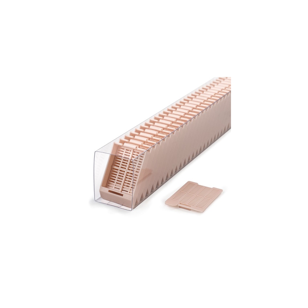 Swingsette Tissue Cassette, Quickload Sleeve, 45° Angle, Acetal, Pink, Bulk, 750/cs