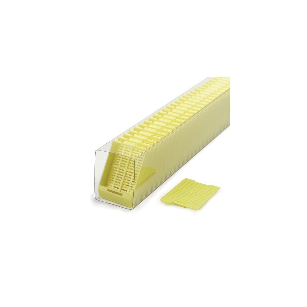 Swingsette Tissue Cassette, Quickload Sleeve, 45° Angle, Acetal, Yellow, Bulk, 750/cs