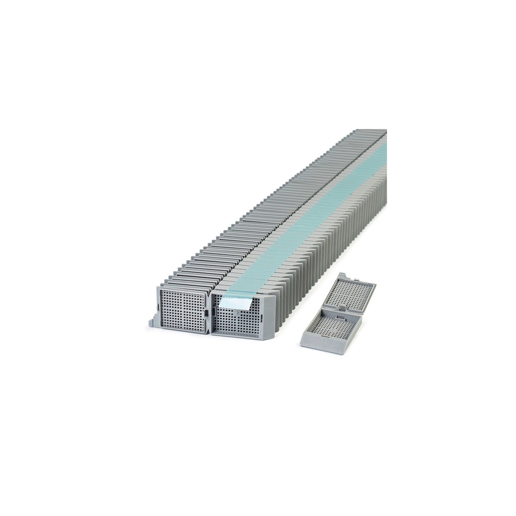 Unisette Biopsy Cassette, Quickload 35° Angle Stack (Taped), Acetal, Gray, Bulk, 1000/cs