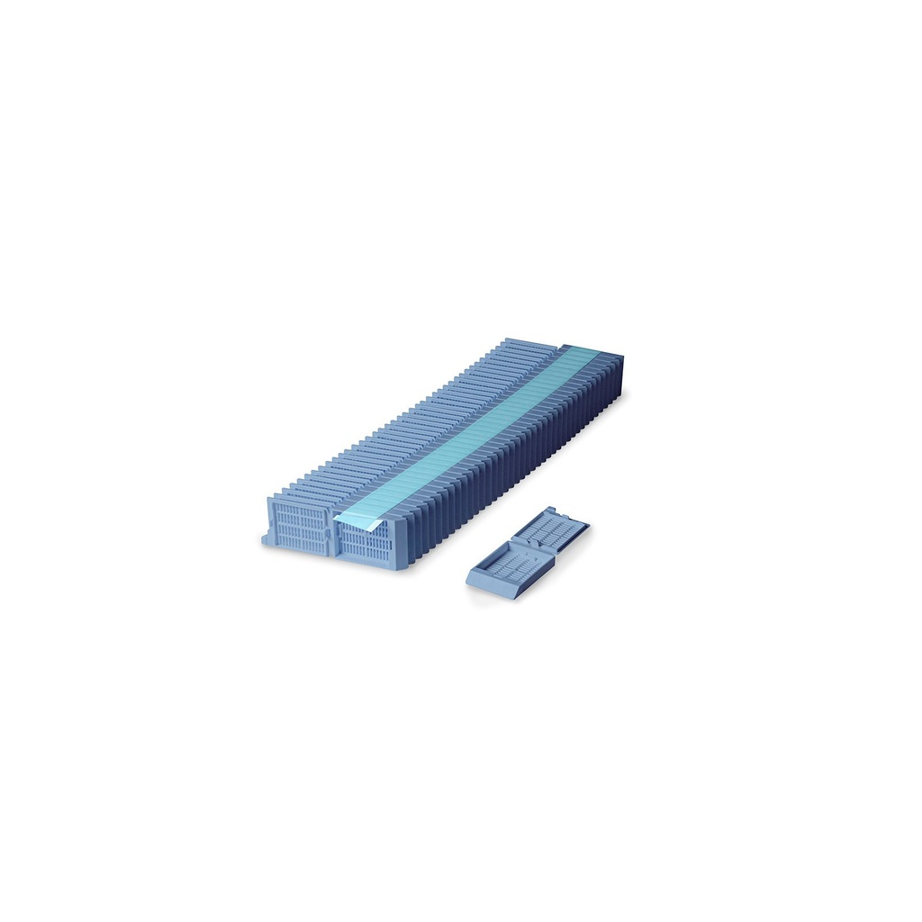 Unisette Tissue Cassette, Quickload 45° Angle Stack (Taped), Acetal, Blue, Bulk, 1000/cs