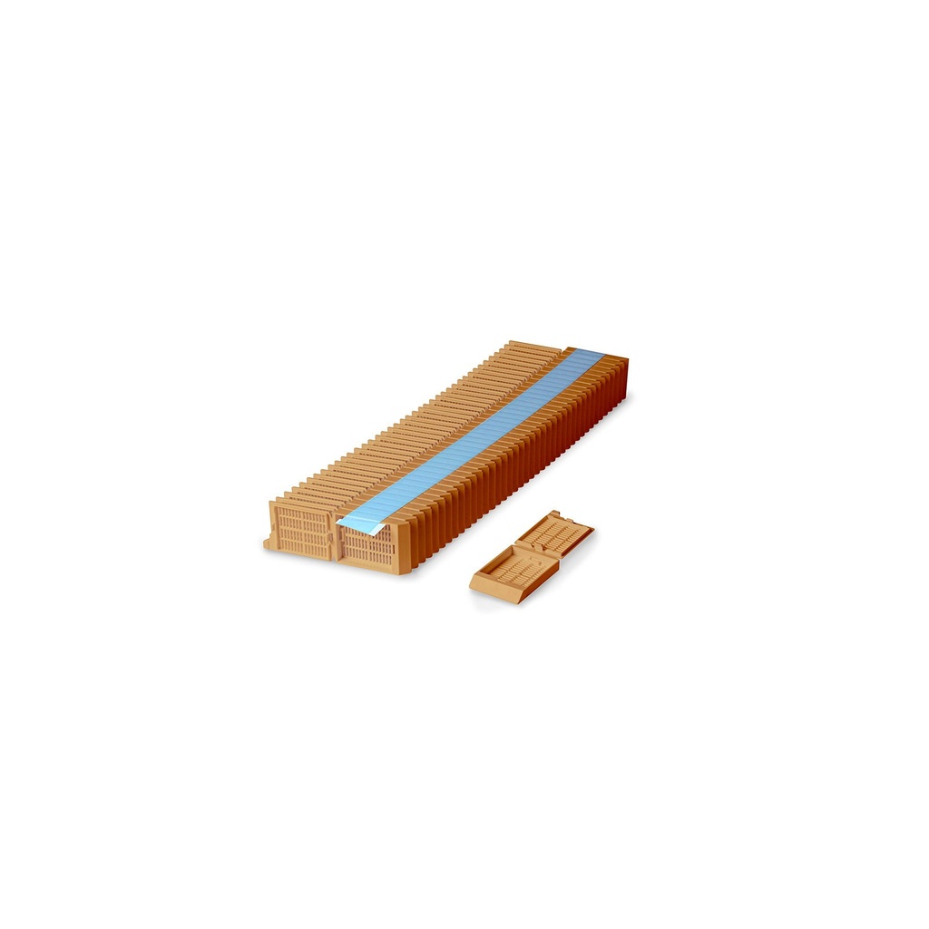 Unisette Tissue Cassette, Quickload 45° Angle Stack (Taped), Acetal, Peach, Bulk, 1000/cs