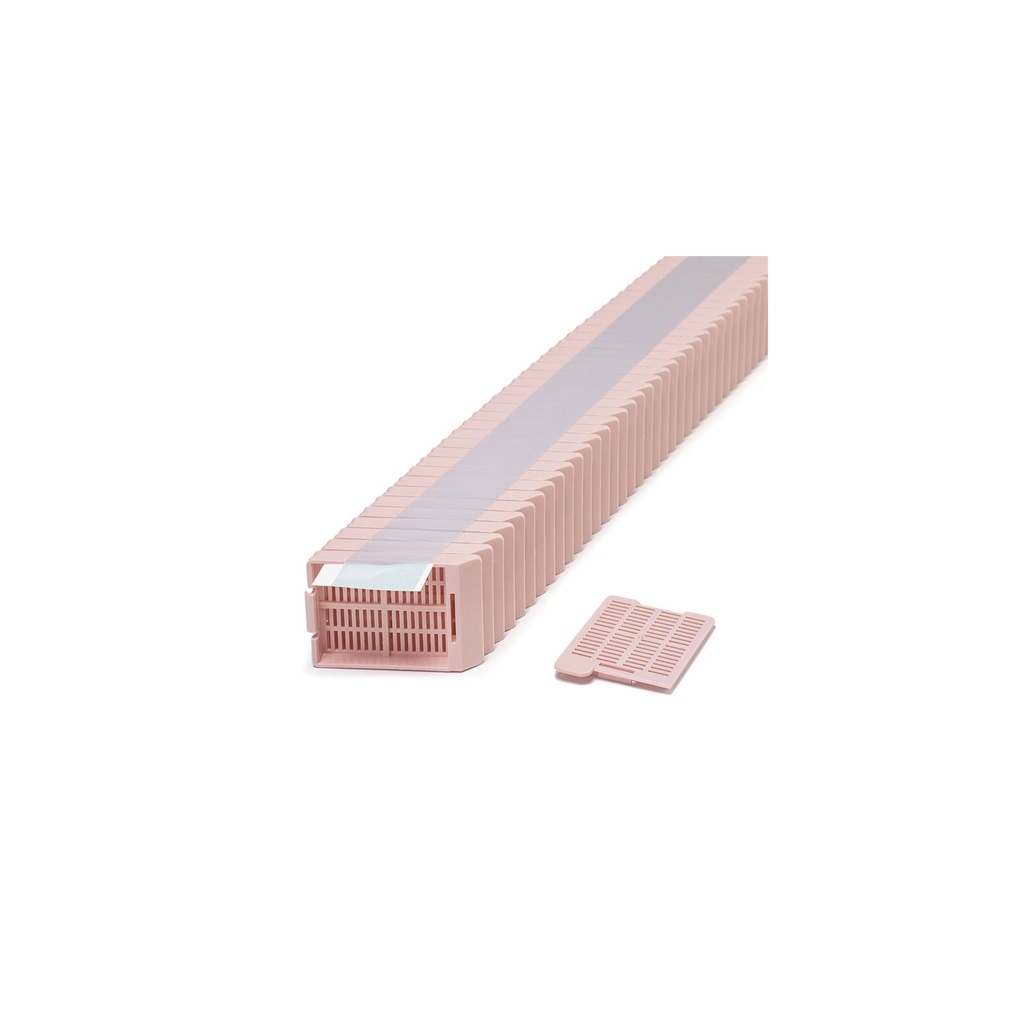 Swingsette Tissue Cassette, Quickload 45° Angle Stack (Taped), Acetal, Pink, Bulk