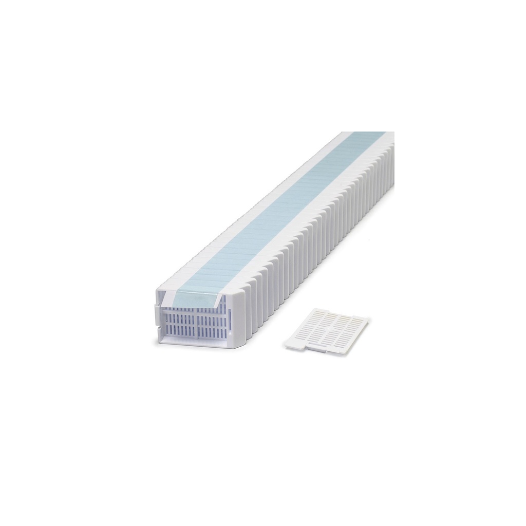 Swingsette Tissue Cassette, Quickload 45° Angle Stack (Taped), Acetal, White, Bulk
