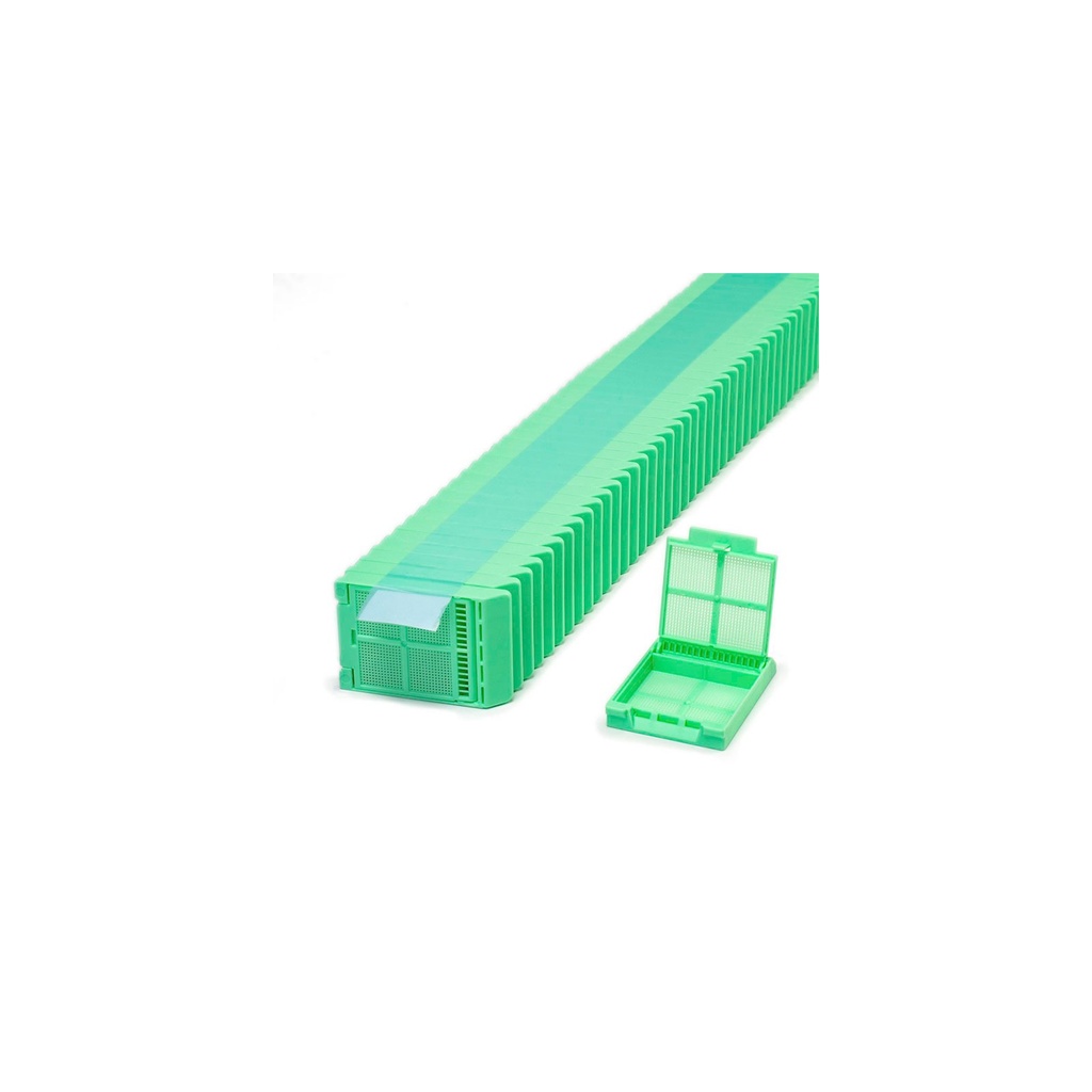 Micromesh Biopsy Cassette, Quickload 45° Angle Stack (Taped), Acetal, Green, Bulk