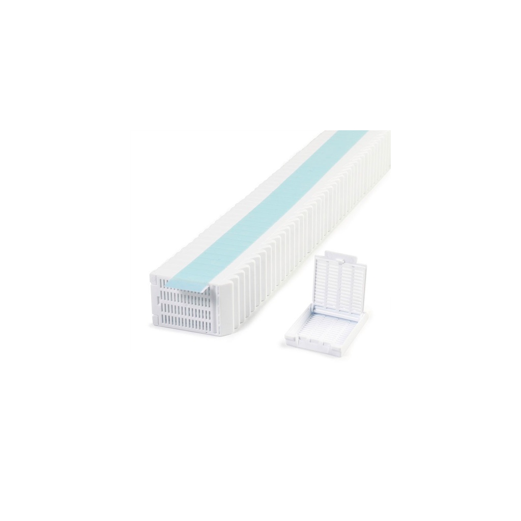 Slimsette Tissue Cassette, Quickload 45° Angle Stack (Taped), Acetal, White, Bulk
