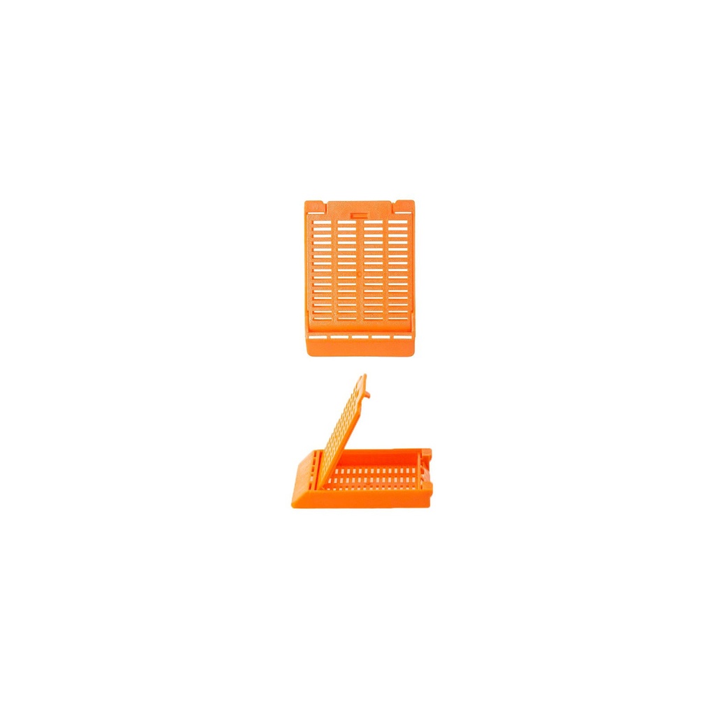Slimsette Tissue Cassette, Quickload 45° Angle Stack (Taped), Acetal, Orange, Bulk
