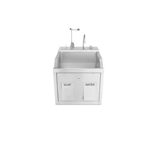 Lodi Scrub Sink, (1) Place Wall Mounted, Knee Action Control, Soap Dispenser, Infrared Water Control, Eyewash, Digital Timer