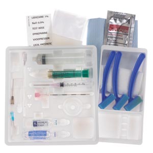 Single Dose Epidural Tray, 18G x 3½" Tuohy Needle, 8cc Luer Slip PREIFIX Plastic LOR Syringe (no catheter set), 10/cs