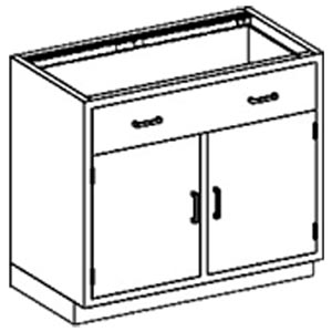Base Cabinet 35"W x 35 3/4"H x 22"D, (1) Stainless Steel Adjustable Shelf, (1) 1/4-1/2 Drawer, 35" Over, (2) Hinged Doors