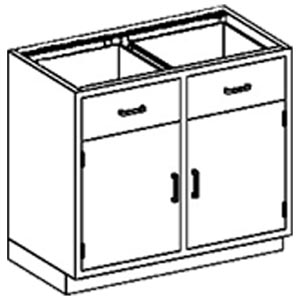 Base Cabinet 35"W x 35 3/4"H x 22"D, (1) Stainless Steel Adjustable Shelf, (2) 1/4-1/2 Drawers, 35" Over (2) Hinged Doors