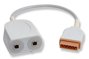 Temperature Adapter, YSI 400, Dual Female Mono Plug Connectors, GE Healthcare > Marquette Compatible w/ OEM: 2016998-001