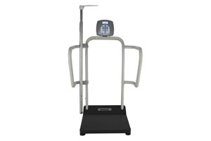 Digital Platform Scale with Extra Wide Handrails, Digital Height Rod & Wireless Technology, 1000 lb Capacity, ADPT30