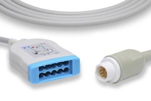 EKG Trunk Cable, 10 Leads, Philips Compatible w/ OEM: M1663A, M1949A, M3525A, 989803125831, 989803144791, CB-735585R