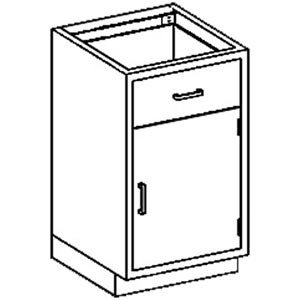 Base Cabinet 24 1/8"W x 35 3/4"H x 22"D, (1) Stainless Steel Adjustable Shelf, (1) Drawer Over (1) Right Hinge Door
