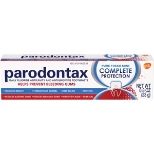 Parodontax Complete Protection Toothpaste, Pure Fresh Mint flavor, 0.8 oz. tube, 12/pkg, 3 pkg/cs (36 tubes total)