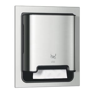 Hand Towel Dispenser, In-Wall Recessed, Universal, Metal/ Plastic, Stainless Steel, H1, 20.6" x 17.6" x 7.9"