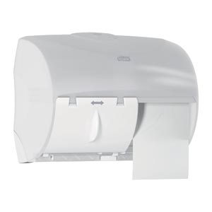 Bath Tissue Roll Dispenser, Twin, for OptiCore®, Universal, White, T11, Plastic, 8.2" x 11" x 7.2"