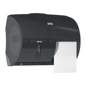 Bath Tissue Roll Dispenser, Twin, for OptiCore®, Universal, Black, T11, Plastic, 8.2" x 11" x 7.2"