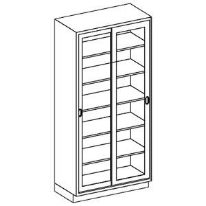 High Cabinet 35"W x 84"H x 18"D, (5) Stainless Steel Adjustable Shelves, (1) Sliding Glass Door