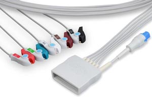 ECG Telemetry Leadwire, 5 Leads Pinch/Grabber w/ SpO2, Philips Compatible w/ OEM: 989803171851