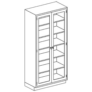 High Cabinet 35"W x 84"H x 18"D, (5) Stainless Steel Adjustable Shelves, (1) Hinge Glass Door