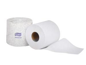 Bath Tissue Roll, Universal, White, 2-Ply, T24, 156.25ft, 4.2" x 4.4", 500 sht/rl, 48 rl/cs