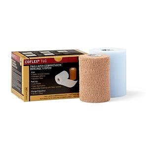 Andover Coflex 4 inch Two Layer Compression Long Stretch Bandage System, Tan, 16/Case