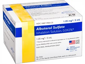 Albuterol Sulfate Inhalant Solution, USP, 0.042%, 3mL, Individual Foil Packs, 25/ctn