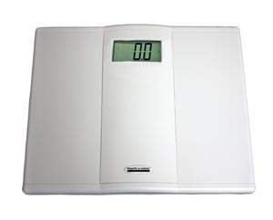 Digital Talking Floor Scale, 400 lb/180 kg Capacity, 0.1 lb/0.05 kg Resolution, 1 1/2 Display, Platform Size 13 ¾ x 10 ¾ x 1 ½, Product Footprint 14 ¼ x 11 7/8 x 1 ½, Power Source 2 AAA Batteries (Included), Functions LB/KG Switch, Auto Zero, Auto Off, 20 Second Weight Hold, Talking Scale, English/Spanish Button, Voice Disable Option 1 year limited warranty, 2/cs