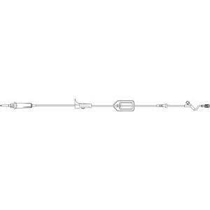 Universal Spike, Roller Clamp, 0.2 Micron Filter, Free Flow Protection (FFP) Device 28" Above Distal End, Standard Injection Site 6" Above Distal End, 15 Drops/mL, Spin-Lock Connector, DEHP & Latex Free (LF), 25mL Priming Volume, 118"L, 50/cs (Rx)