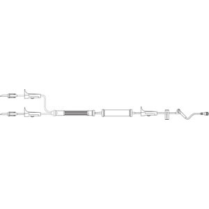 Admin Set, Y-Type, Drip Chamber, 170µ Blood Filter, Pump Chamber, 3 Roller Clamps, Slide Clamp, SAFELINE Injection Site 6" Above Distal End, SPIN-LOCK Connector, 72mL Priming Volume, 86"L, 10 Drops/mL, Latex Free (LF), 50/cs (Rx)