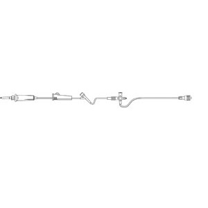 Admin Set, Universal Spike, Roller Clamp, Y-Site, Luer Lock Connection, Detachable 4-Way Stopcock, 40" extension, Distal SPIN-LOCK Connector, DEHP-Free, Latex Free (LF), 19.0mL Priming Volume, 114"L, 15 drops/mL, 50/cs (Rx)